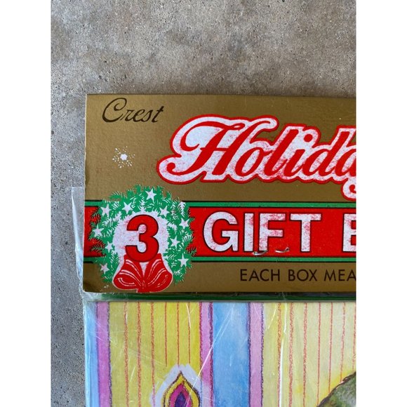 CHRISTMAS GIFT BOXES - Set of 3 - NIP - Vintage - Crest Holiday Gift Boxes - 14" - Picture 5 of 6